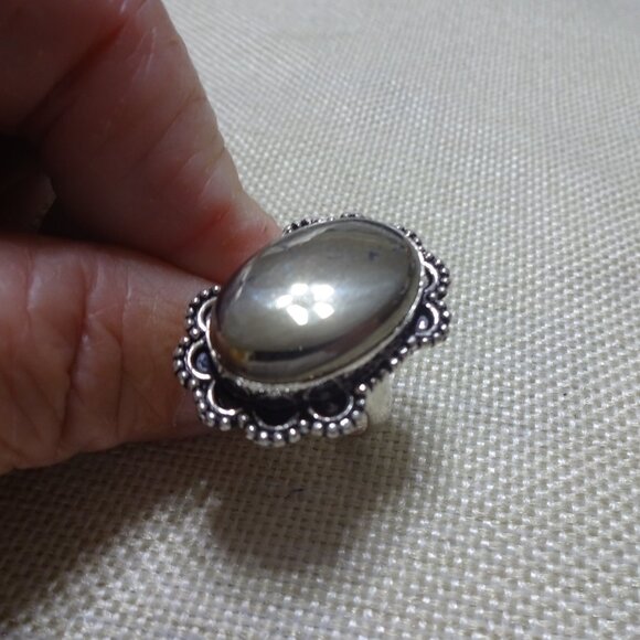 Unique APACHE PYRITE Handmade Sterling Ring Size 8 #36C - Picture 2 of 3